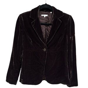 Vince Brown Velvet Single Button Blazer Tailored Luxe Jacket, Size 8